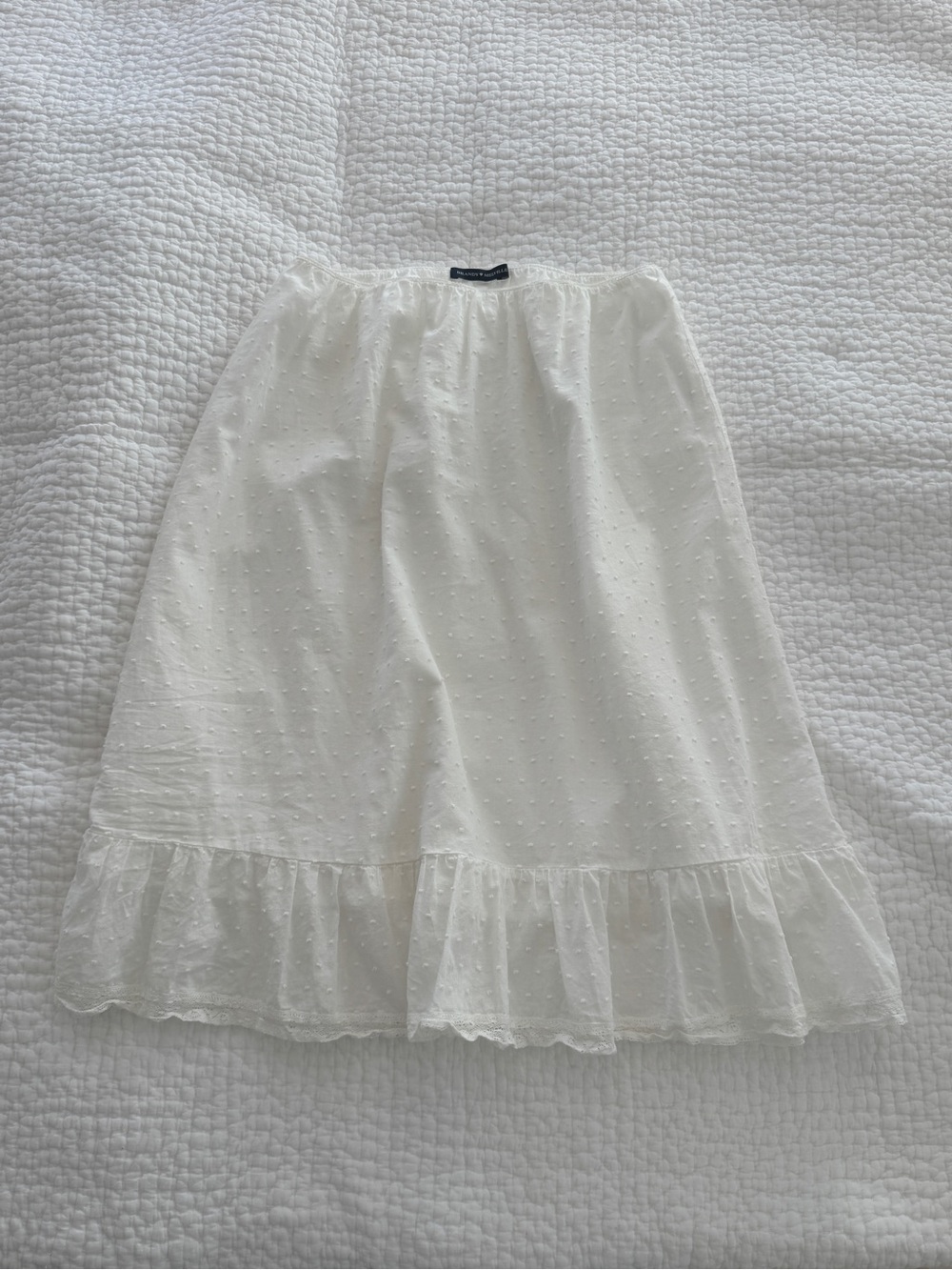 Brandy Melville White Swiss Dot Ruffle Midi Skirt
